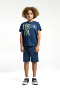 US Polo Assn. U.s. Polo Shirt Assn Boys' Blue Bermuda Set - Image 2