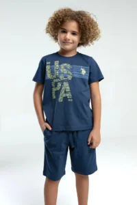US Polo Assn. U.s. Polo Shirt Assn Boys' Blue Bermuda Set - Image 3