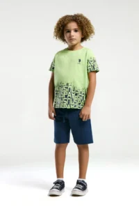 US Polo Assn. U.s. Polo Shirt Assn Boys' Green Bermuda Set - Image 2