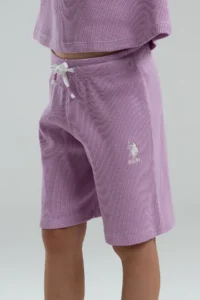 US Polo Assn. U.s. Polo Shirt Assn Girls' Purple Bermuda Set - Image 3