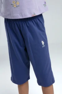 US Polo Assn. U.s. Polo Shirt Assn Girls' Purple Capri Set - Image 3