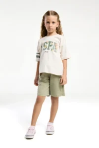 US Polo Assn. U.s. Polo Shirt Assn Girls' Cream Bermuda Set - Image 3
