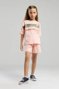 US Polo Assn. US Polo Assn. Girl's Floral Printed Light Pink Shorts Set