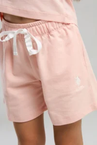 US Polo Assn. US Polo Assn. Girl's Floral Printed Light Pink Shorts Set - Image 3