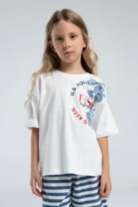 US Polo Assn. U.s. Polo Shirt Assn Girls' White Shorts Set - Image 2