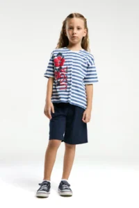 US Polo Assn. U.s. Polo Shirt Assn Girls' Blue Bermuda Set - Image 2