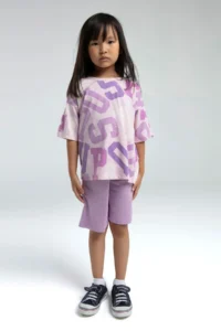 US Polo Assn. U.s. Polo Shirt Assn Girls' Purple Bermuda Set