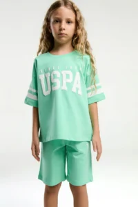 US Polo Assn. U.s. Polo Shirt Assn Girls' Green Bermuda Set - Image 3