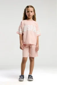 US Polo Assn. Girls' Pink Bermuda Set Girls' Shorts Set - Image 2