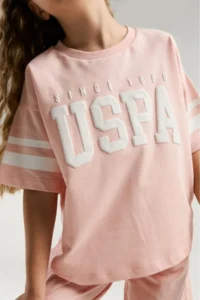 US Polo Assn. Girls' Pink Bermuda Set Girls' Shorts Set - Image 3