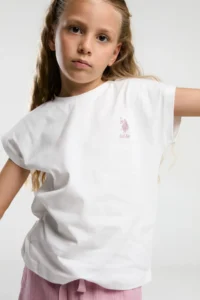 US Polo Assn. U.s. Polo Shirt Assn Girls' Cream Bermuda Set - Image 2