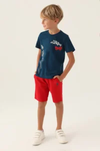 US Polo Assn. Boy, Double Detail Uspa, Licensed, T-shirt-shorts Set - Image 3