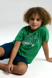 US Polo Assn. BASE. Polo Assn. Boy's Plain Colors T-shirt-shorts Set