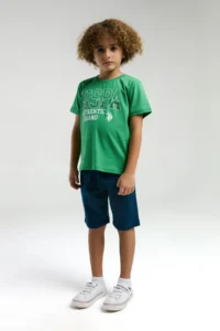 US Polo Assn. BASE. Polo Assn. Boy's Plain Colors T-shirt-shorts Set - Image 2