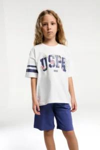 US Polo Assn. BASE. Polo Assn Kids 100% Cotton / 100% Cotton GIRL BERMUDA SUIT - Image 3