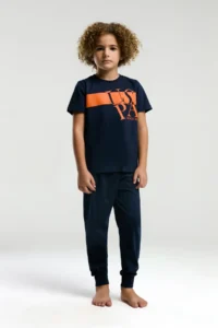 US Polo Assn. USPA Licensed 4-14 Years 100% Cotton Fabric Digital Printing Bicycle Collar Boy's Bottom-Top Set