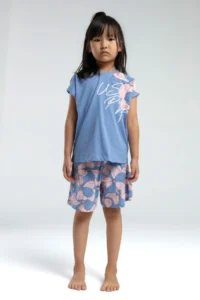 US Polo Assn. USPA Licensed 4-14 Years 100% Cotton Fabric Digital Printing Crew Neck Girls' Bottom-Top Shorts Set - Image 4