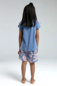 US Polo Assn. USPA Licensed 4-14 Years 100% Cotton Fabric Digital Printing Crew Neck Girls' Bottom-Top Shorts Set - Image 5