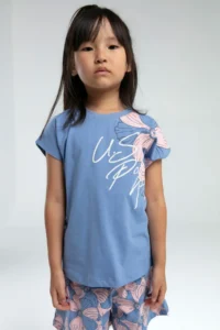 US Polo Assn. USPA Licensed 4-14 Years 100% Cotton Fabric Digital Printing Crew Neck Girls' Bottom-Top Shorts Set - Image 7