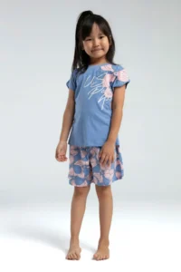 US Polo Assn. USPA Licensed 4-14 Years 100% Cotton Fabric Digital Printing Crew Neck Girls' Bottom-Top Shorts Set - Image 8