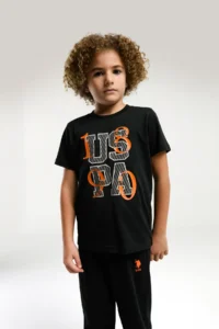 US Polo Assn. USPA Licensed 4-14 Years 100% Cotton Fabric Digital Printing Bicycle Collar Boy's Bottom-Top Set - Image 3