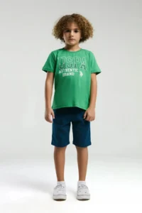US Polo Assn. US POLO  CREW NECK SHORT SLEEVE 100% COTTON BOYS' SHORTS SUIT - Image 5