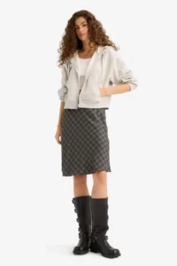 DeFacto A Form Checked High Waist Viscose Midi Skirt - Image 5