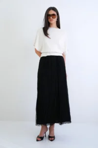 Trend Alaçatı Stili Women's Black Lace Detailed Lined Maxi Length Tulle Skirt Alc-X15263 - Image 6