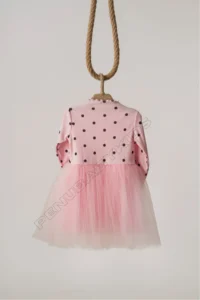 penu baby kids Pink Polka Dot Detailed Long Sleeve Baby Girl Dress - Image 7