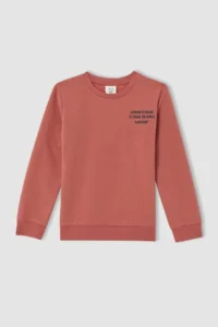 DeFacto Boy's Oversize Fit Crew Neck Back Printed Sweatshirt