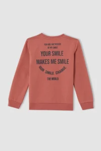 DeFacto Boy's Oversize Fit Crew Neck Back Printed Sweatshirt - Image 2