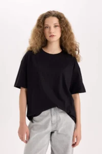 DeFacto Oversize Fit Short Sleeve Basic 100% Cotton T-Shirt