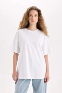 DeFacto Oversize Fit Short Sleeve Basic 100% Cotton T-Shirt