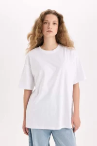 DeFacto Oversize Fit Short Sleeve Basic 100% Cotton T-Shirt - Image 3