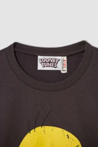 DeFacto Girl's Looney Tunes Crew Neck Soft Fuzzy Sweatshirt - Image 3