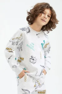 DeFacto Boys' Crew Neck Patterned Sweatshirt - Image 4