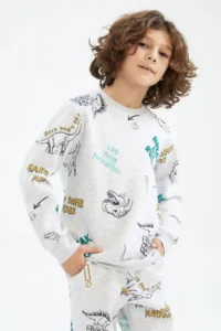 DeFacto Boys' Crew Neck Patterned Sweatshirt - Image 6