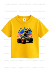 twins tailors Astronaut And Dinosaur Printed 3-Pack Unisex Yellow-Green-Beige Children's T-Shirt - Image 4
