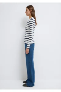 Mavi Button Detailed Striped T-Shirt Fitted -86625 - Image 5