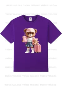 twins tailors Heart And Cherry Printed 3-Pack Pink-White-Purple Girls' T-Shirts - Image 3