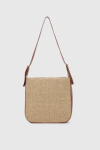 Shule Bags Valenza Wicker Look Shoulder Bag Tan