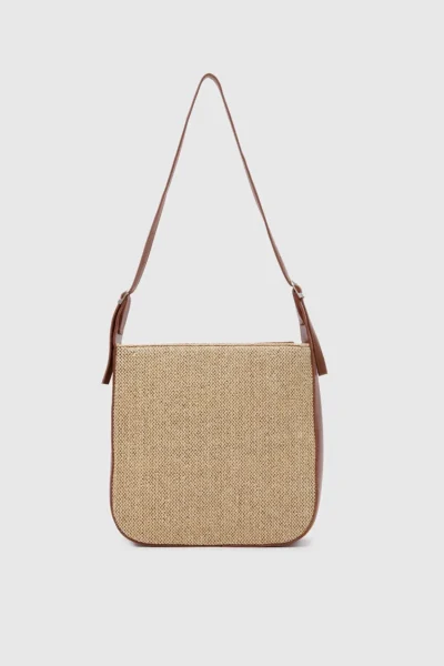 Shule Bags Valenza Wicker Look Shoulder Bag Tan
