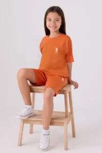 US Polo Assn. U.s. Polo Shirt Assn Girls' Yellow Bermuda Set - Image 3