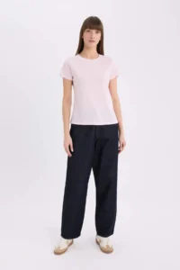 DeFacto Regular Fit Crew Neck Basic Plain Short Sleeve T-Shirt - Image 2
