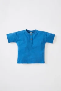 DeFacto Baby Size Basic Button Collar Short Sleeve T-Shirt