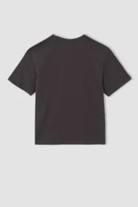DeFacto Boy's Oversize Fit Back Printed Cotton Combed Short Sleeve T-Shirt - Image 4