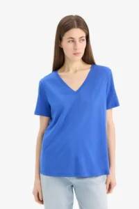 DeFacto 100% Cotton Regular Fit V-Neck Basic Plain Short Sleeve T-Shirt - Image 4
