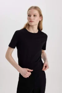 DeFacto School Regular Fit Crew Neck Combed Cotton Basic Plain Short Sleeve T-Shirt - Image 3