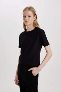 DeFacto School Regular Fit Crew Neck Combed Cotton Basic Plain Short Sleeve T-Shirt - Image 4