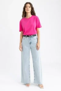 DeFacto Regular Fit Crew Neck Short Sleeve 100% Cotton T-Shirt W9584az23sm - Image 2